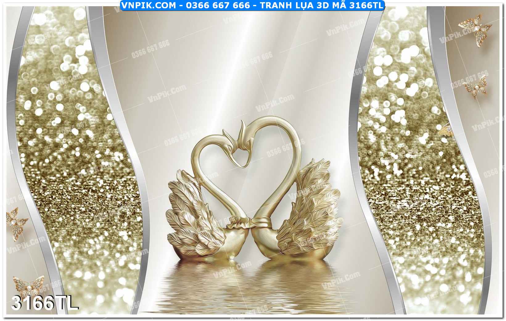 Tranh lụa 3D – Tranh trang trí dán tường 3166TL