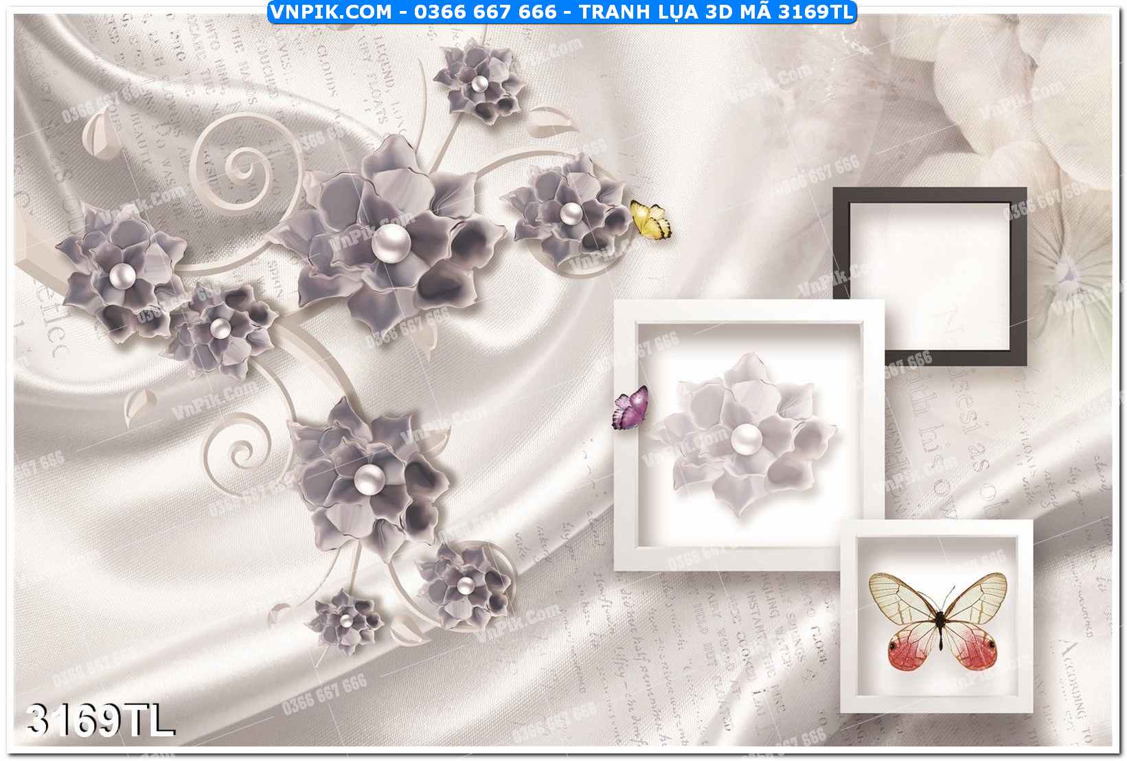 Tranh lụa 3D – Tranh trang trí dán tường 3169TL