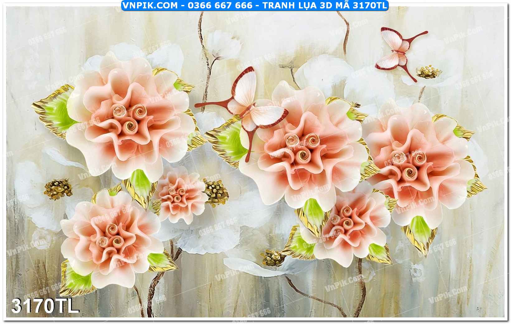 Tranh lụa 3D – Tranh trang trí dán tường 3170TL