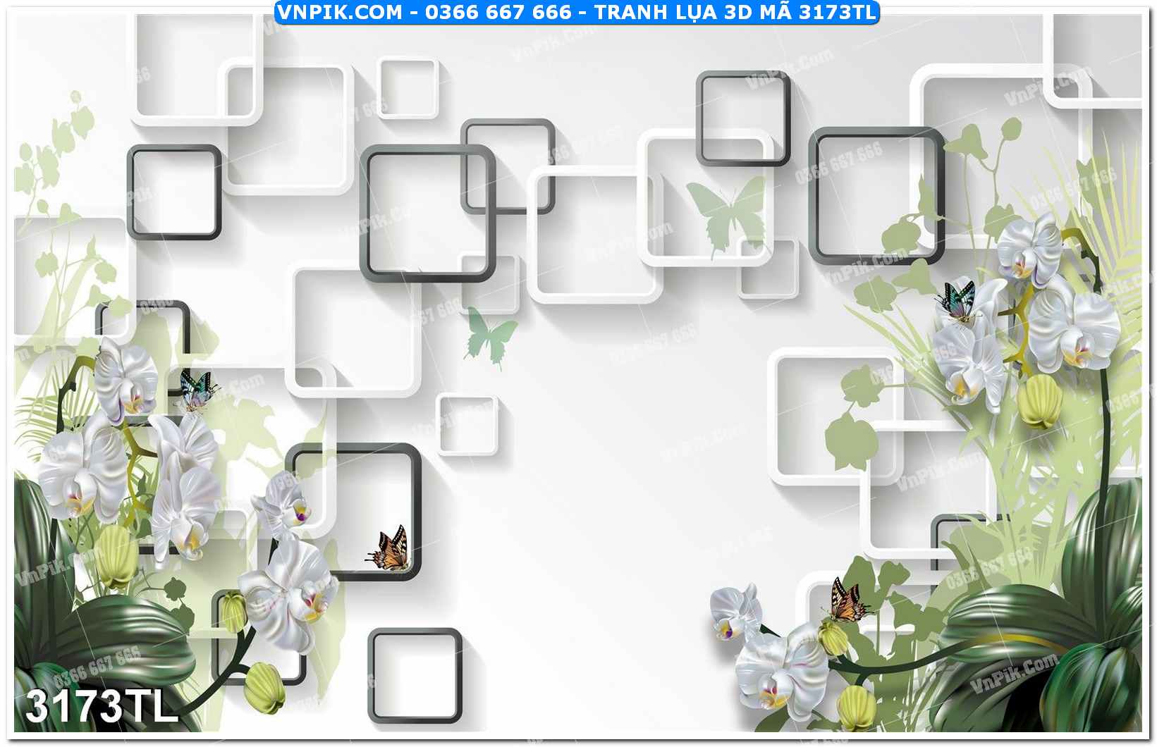 Tranh lụa 3D – Tranh trang trí dán tường 3173TL