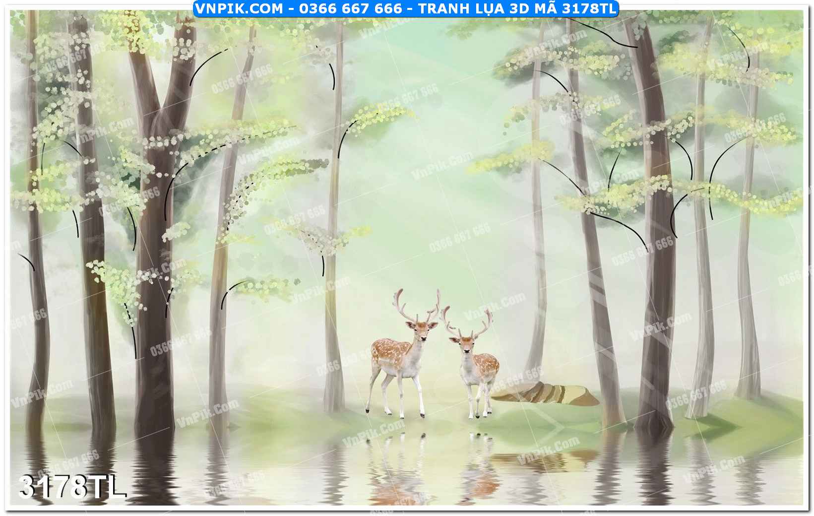 Tranh lụa 3D – Tranh trang trí dán tường 3178TL