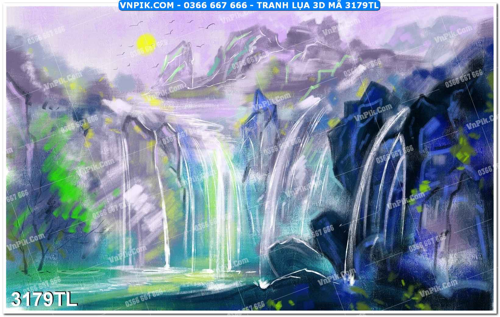 Tranh lụa 3D – Tranh trang trí dán tường 3179TL