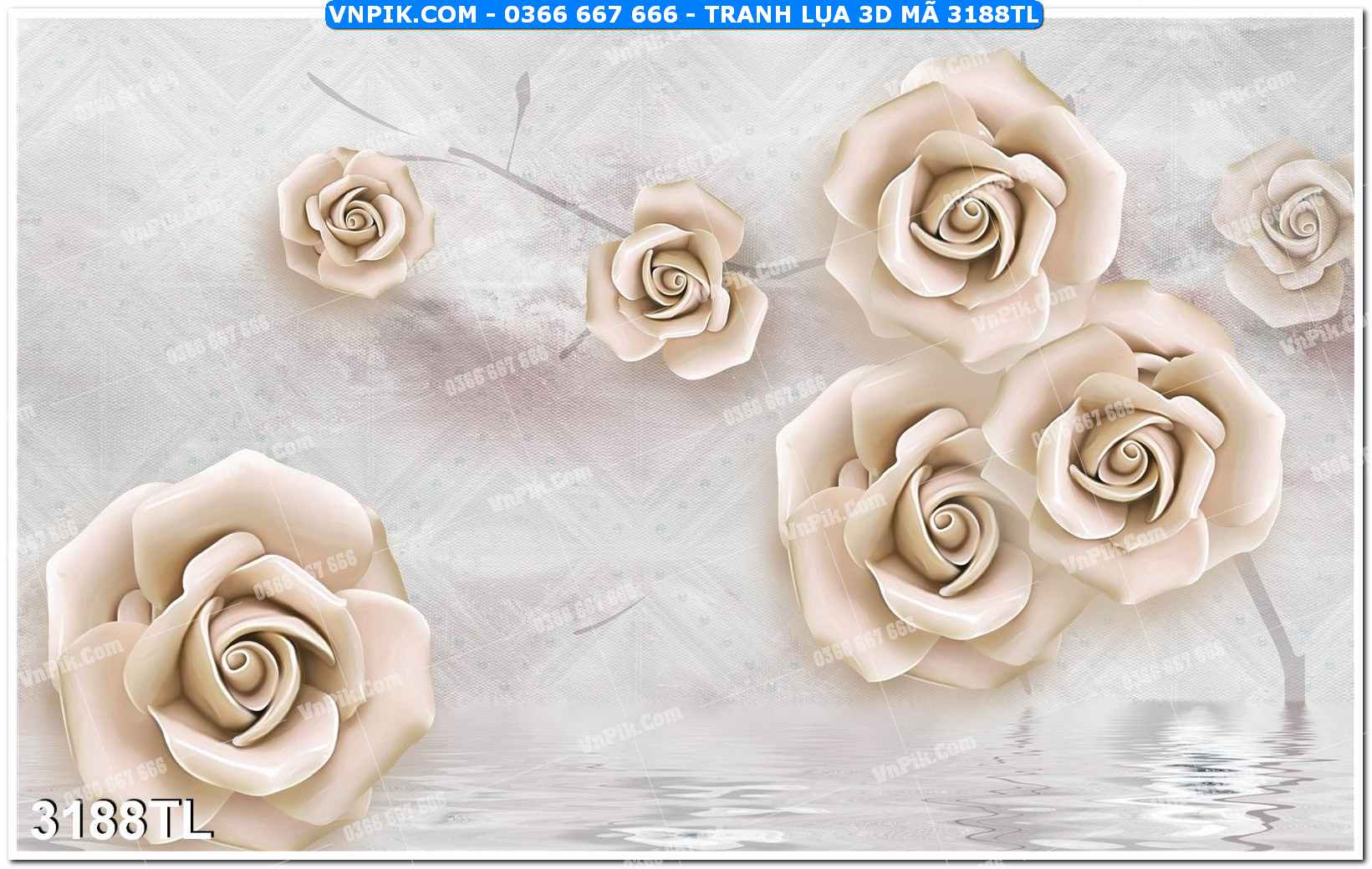 Tranh lụa 3D – Tranh trang trí dán tường 3188TL