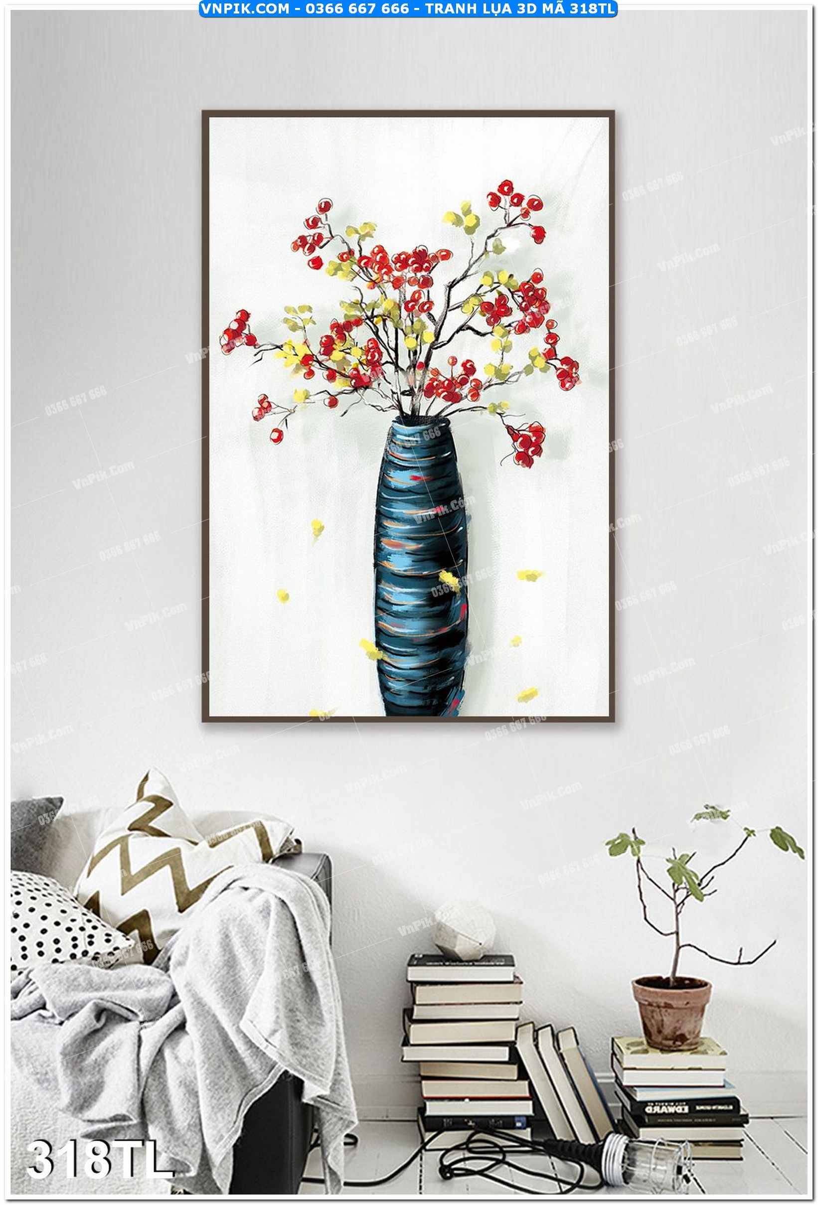Tranh lụa 3D – Tranh trang trí dán tường 318TL