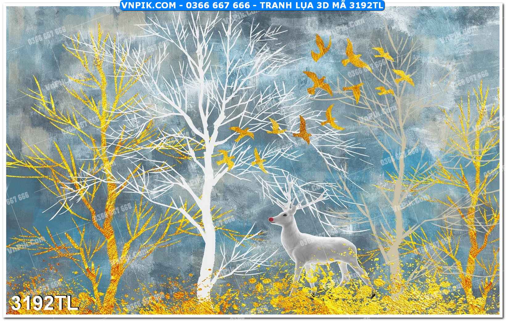 Tranh lụa 3D – Tranh trang trí dán tường 3192TL