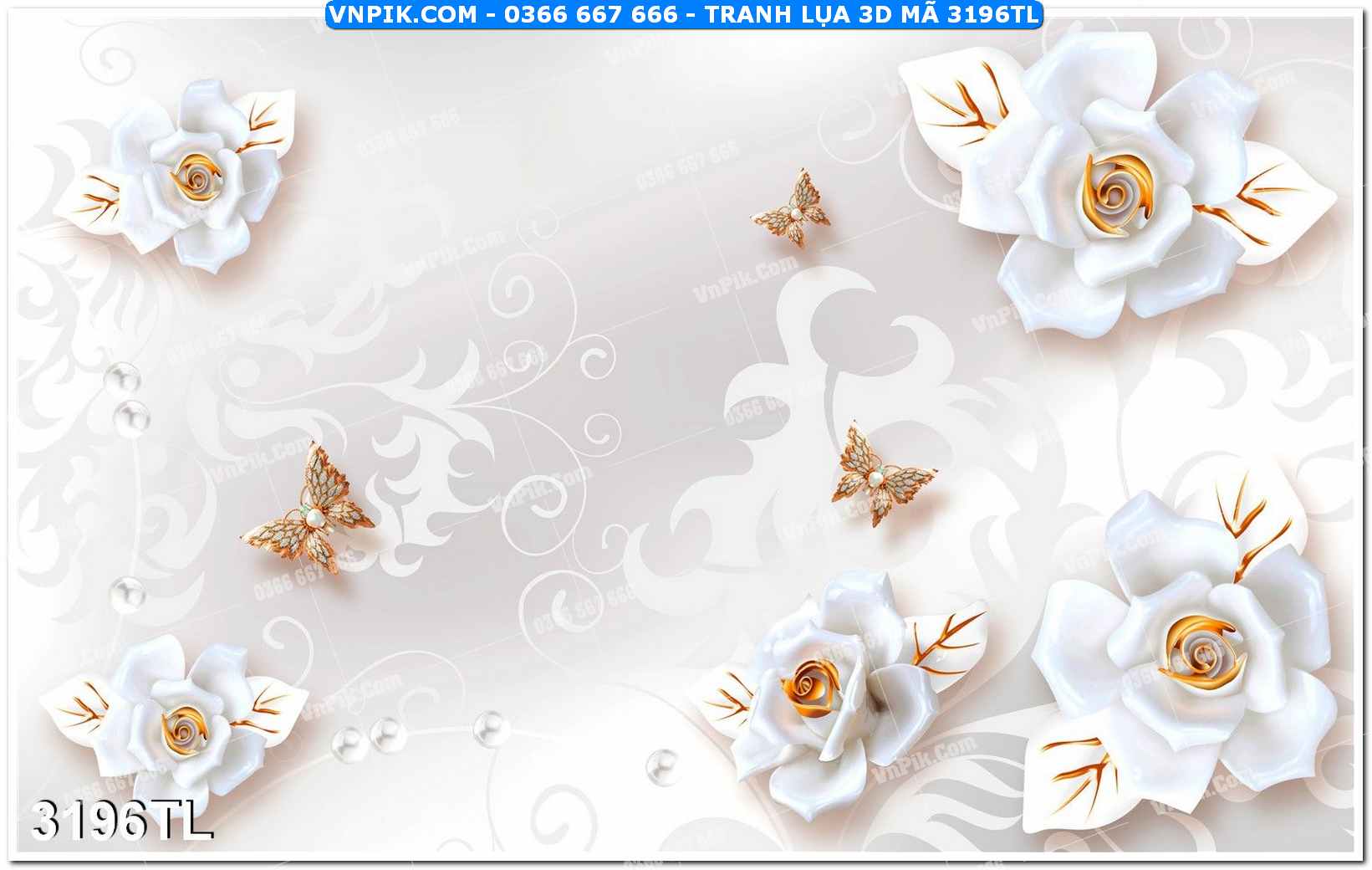 Tranh lụa 3D – Tranh trang trí dán tường 3196TL