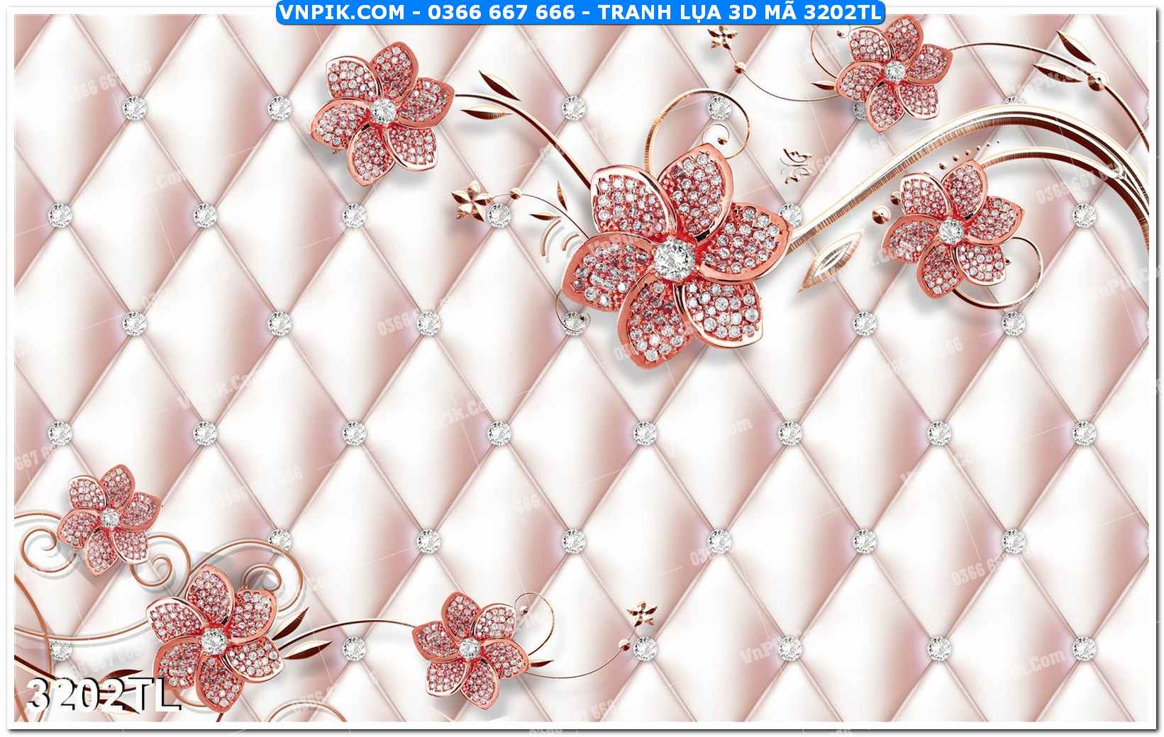 Tranh lụa 3D – Tranh trang trí dán tường 3202TL