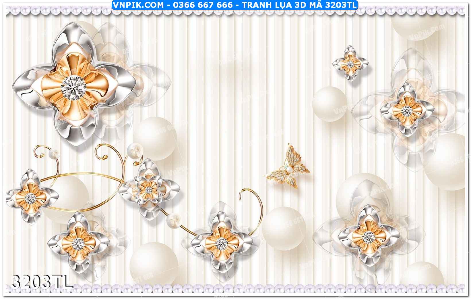 Tranh lụa 3D – Tranh trang trí dán tường 3203TL