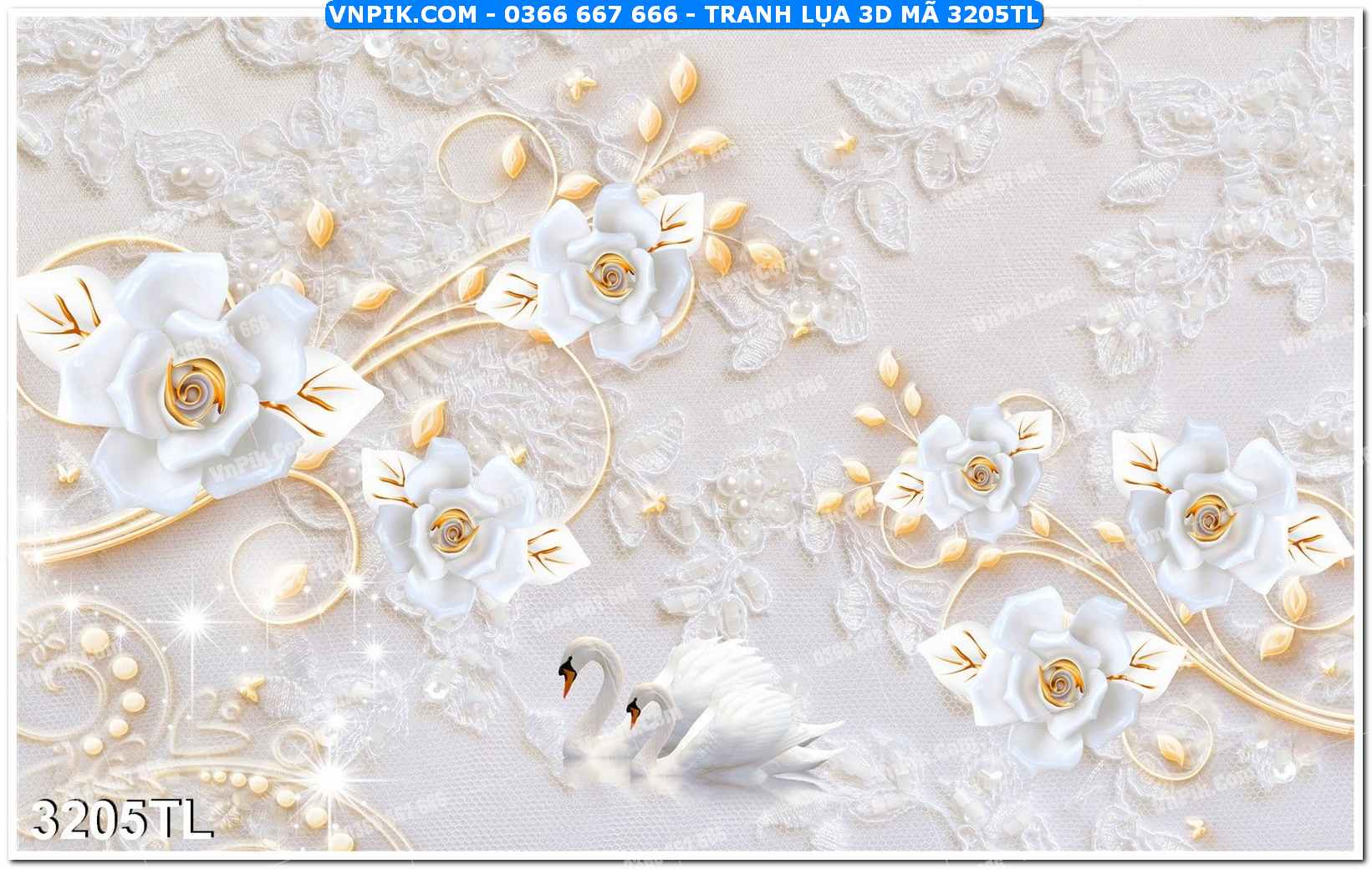 Tranh lụa 3D – Tranh trang trí dán tường 3205TL