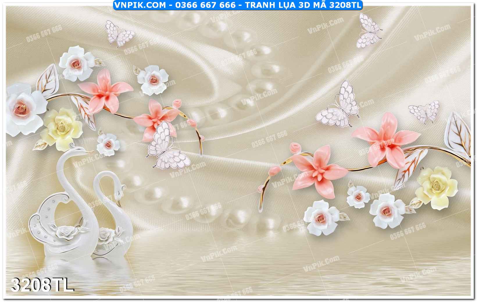 Tranh lụa 3D – Tranh trang trí dán tường 3208TL