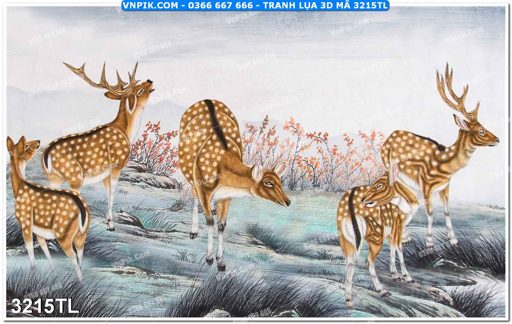 Tranh lụa 3D – Tranh trang trí dán tường 3215TL