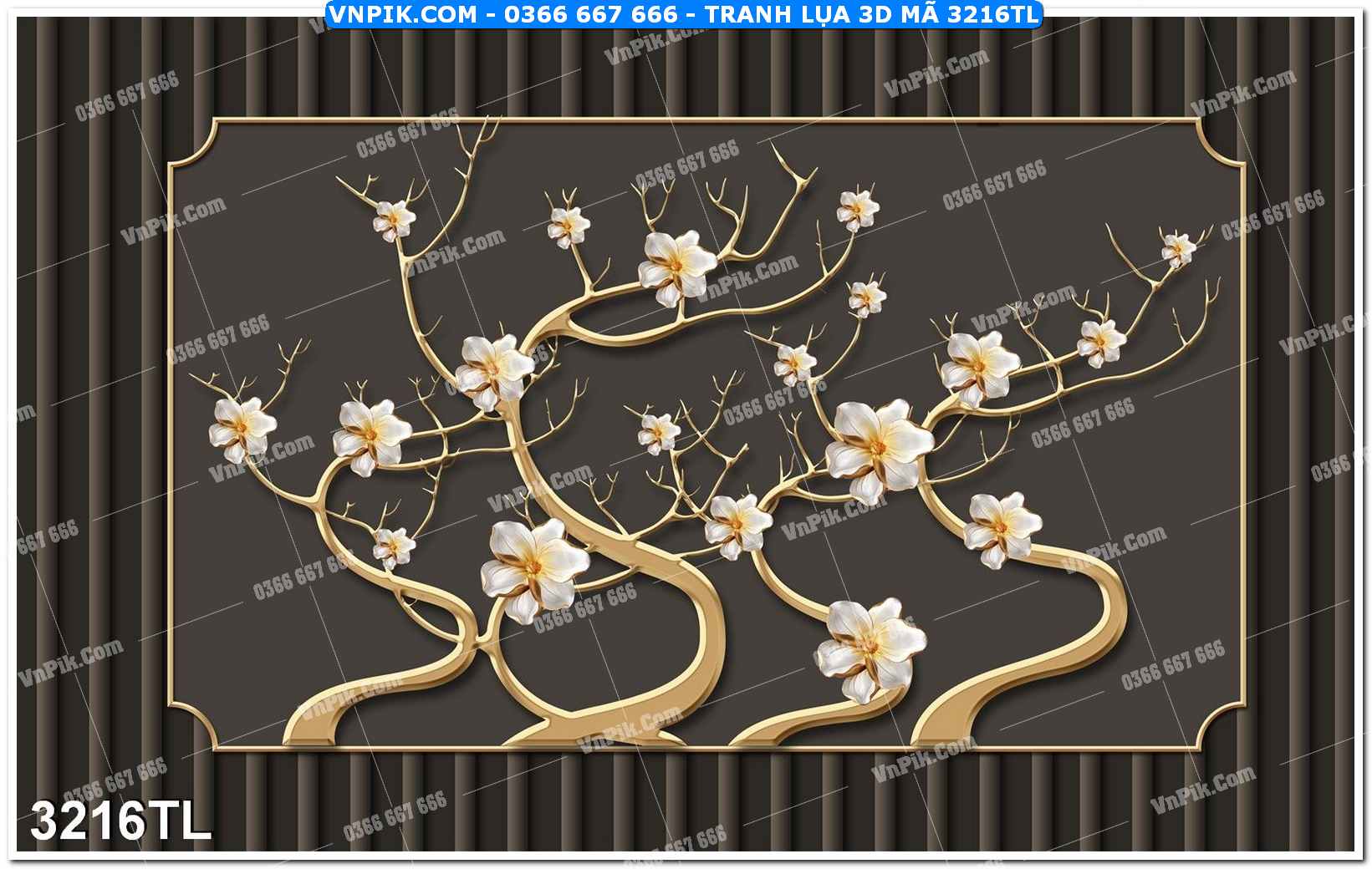 Tranh lụa 3D – Tranh trang trí dán tường 3216TL