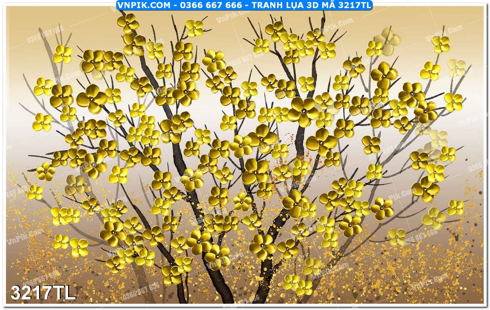 Tranh lụa 3D – Tranh trang trí dán tường 3217TL