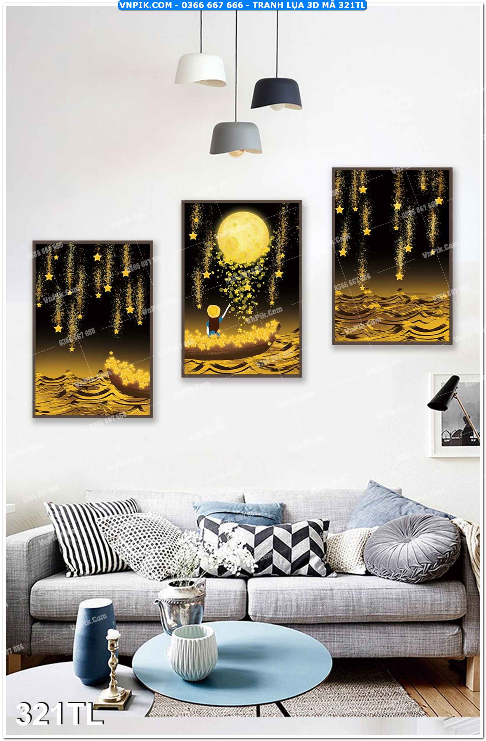 Tranh lụa 3D – Tranh trang trí dán tường 321TL