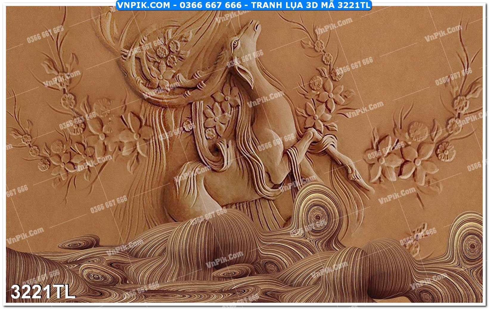 Tranh lụa 3D – Tranh trang trí dán tường 3221TL