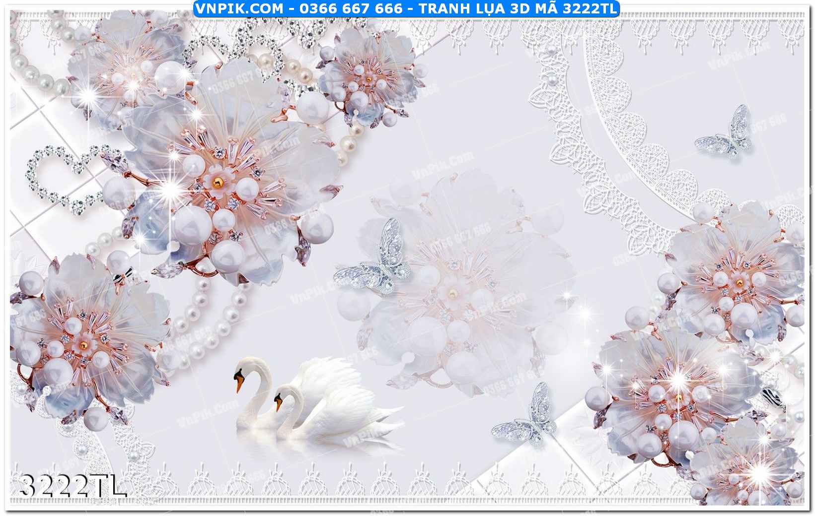 Tranh lụa 3D – Tranh trang trí dán tường 3222TL