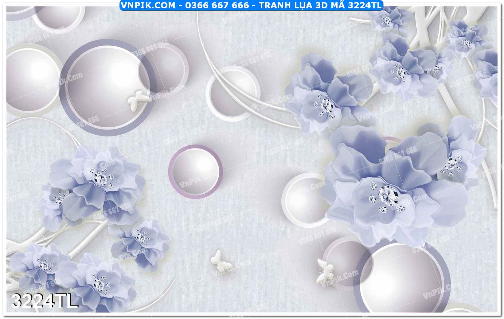 Tranh lụa 3D – Tranh trang trí dán tường 3224TL