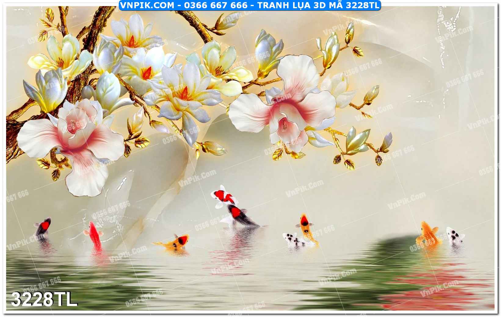 Tranh lụa 3D – Tranh trang trí dán tường 3228TL