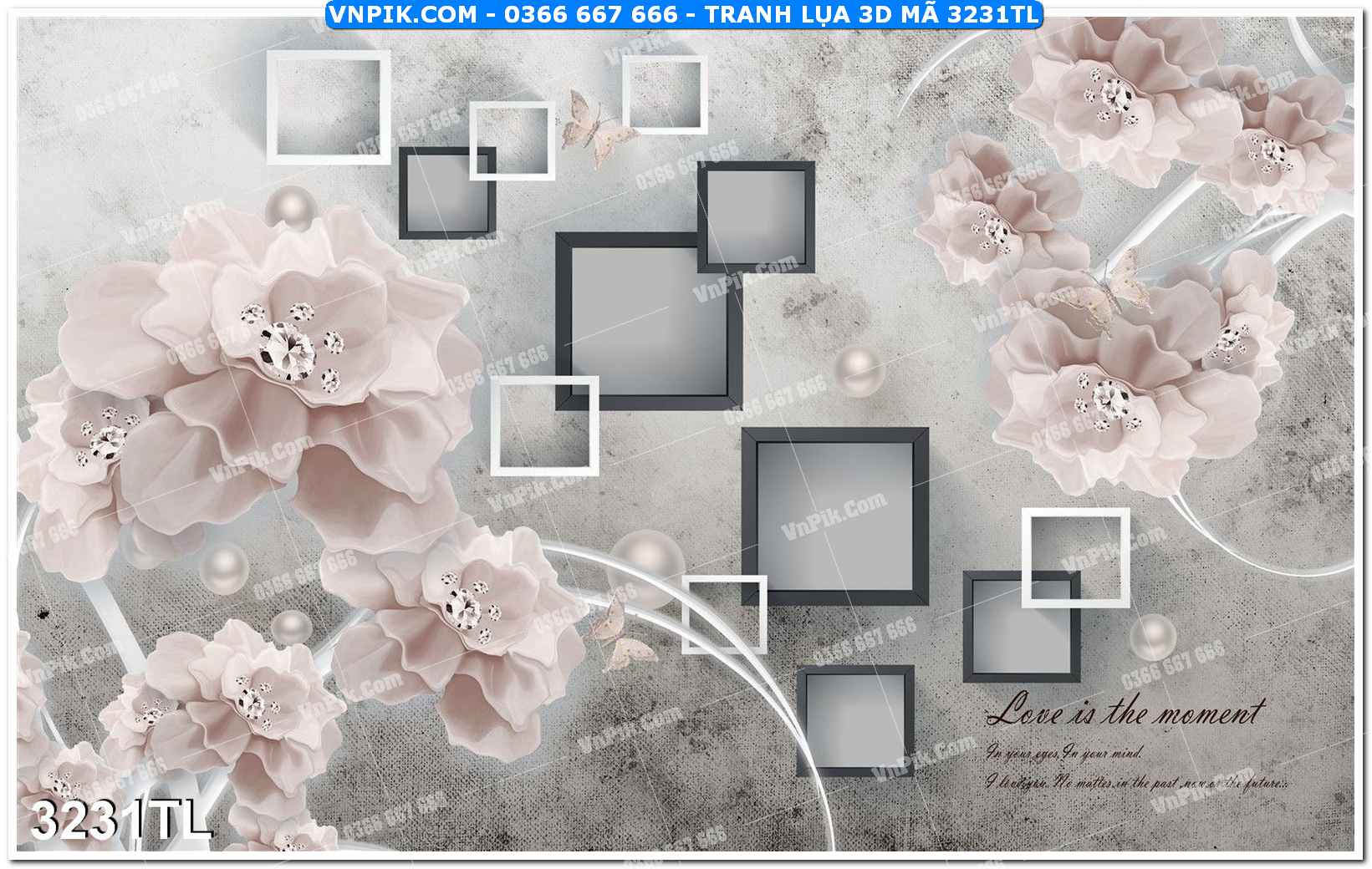 Tranh lụa 3D – Tranh trang trí dán tường 3231TL