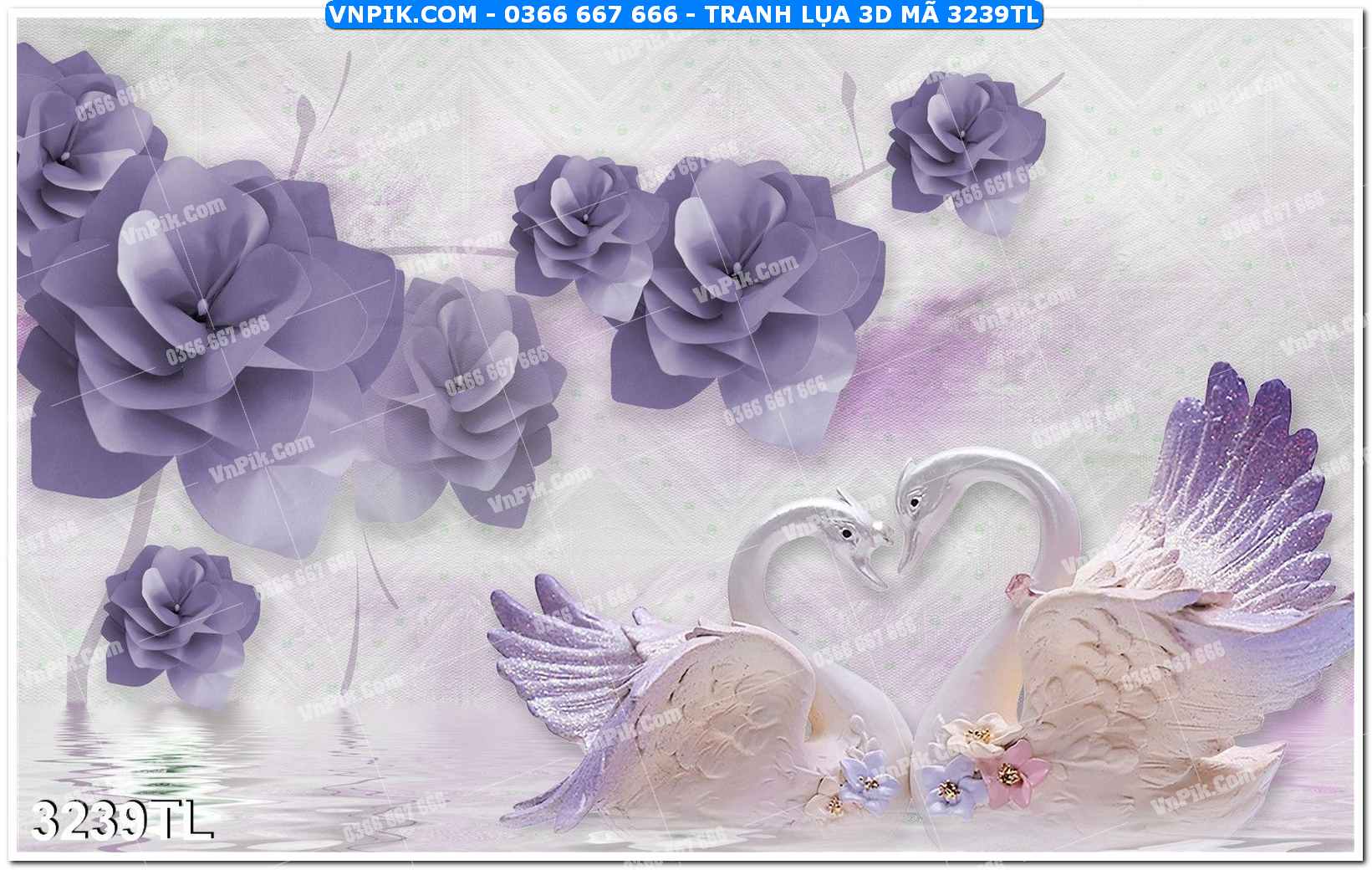 Tranh lụa 3D – Tranh trang trí dán tường 3239TL