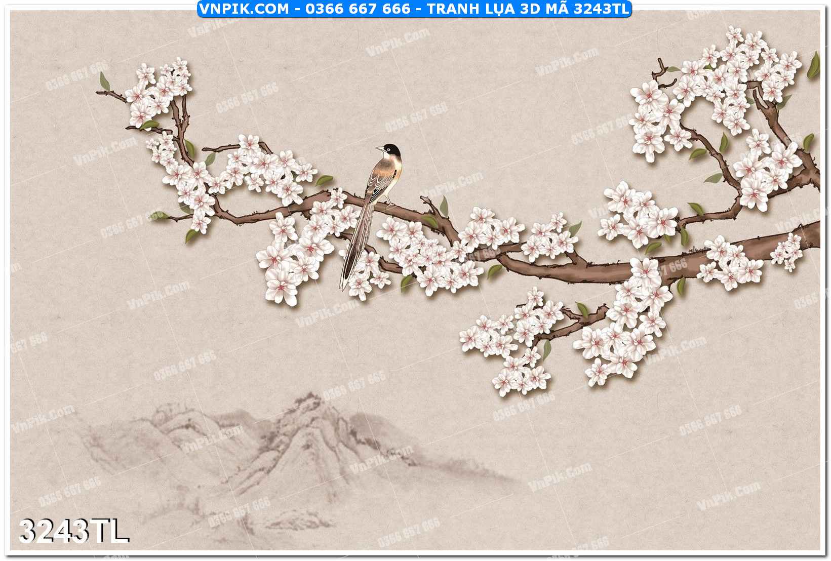 Tranh lụa 3D – Tranh trang trí dán tường 3243TL