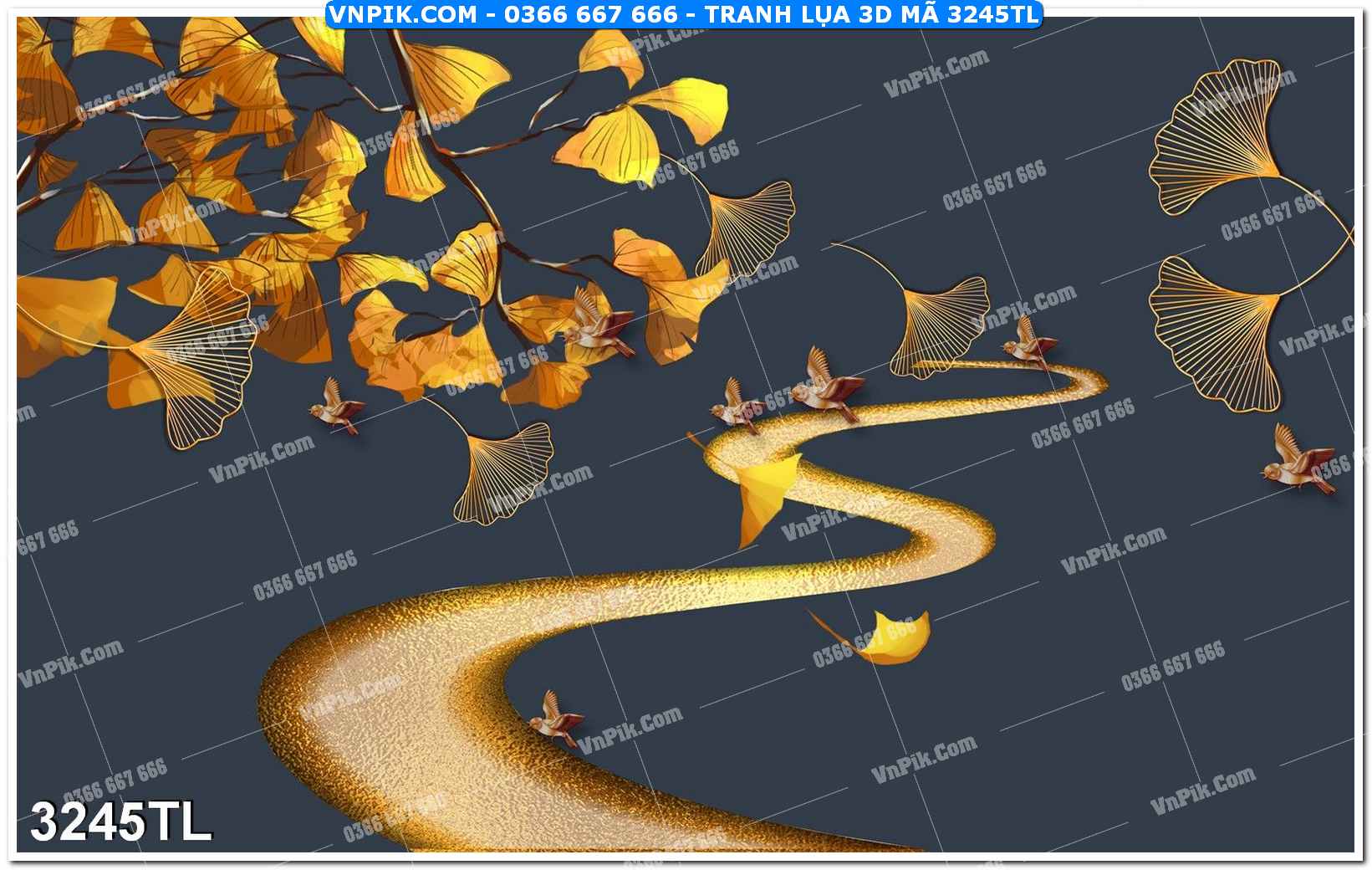 Tranh lụa 3D – Tranh trang trí dán tường 3245TL