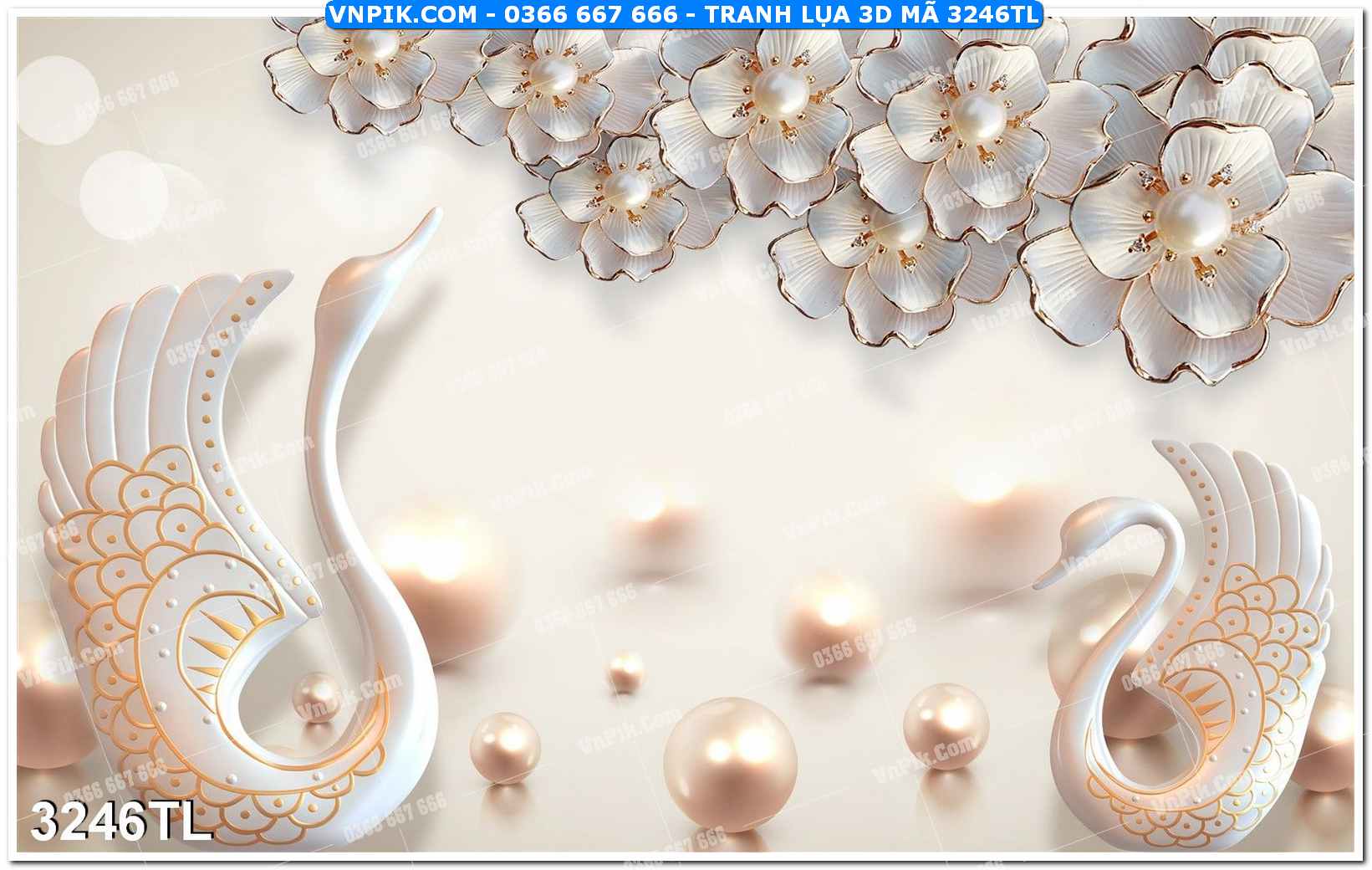 Tranh lụa 3D – Tranh trang trí dán tường 3246TL