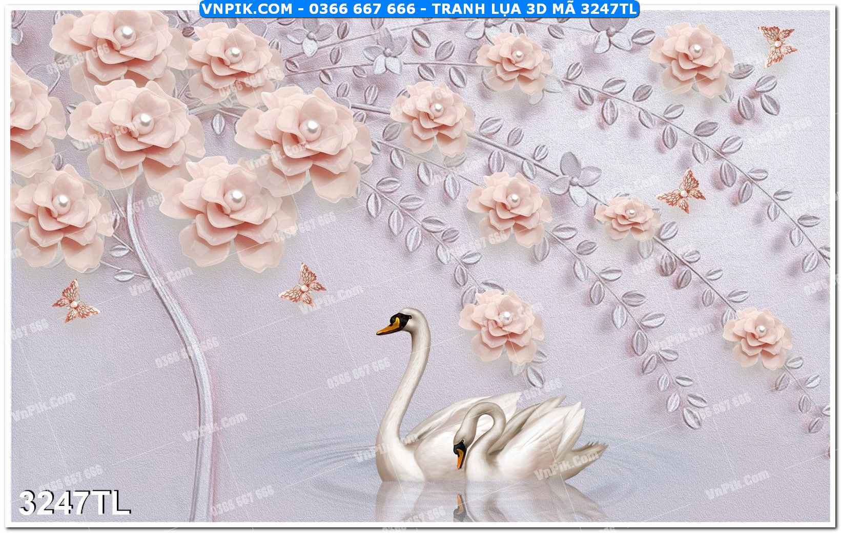 Tranh lụa 3D – Tranh trang trí dán tường 3247TL