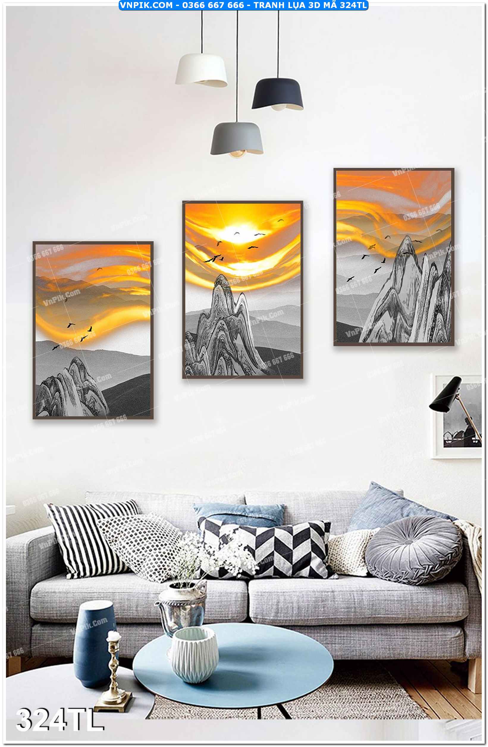 Tranh lụa 3D – Tranh trang trí dán tường 324TL