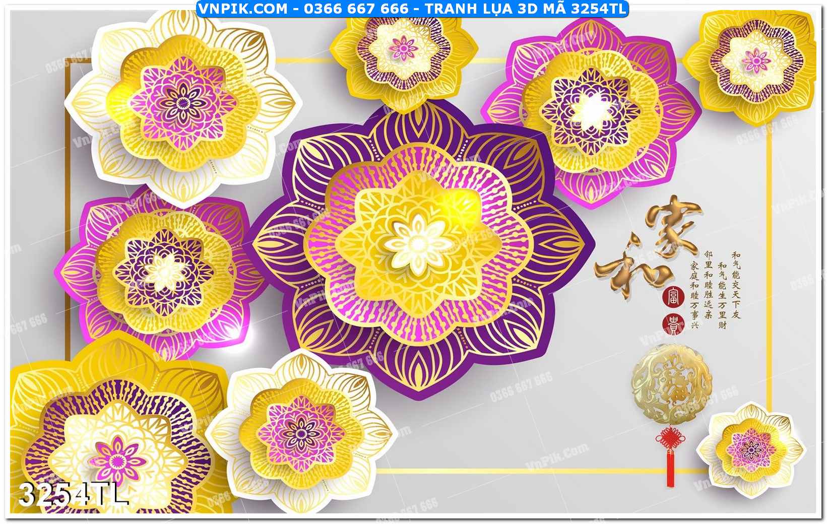 Tranh lụa 3D – Tranh trang trí dán tường 3254TL