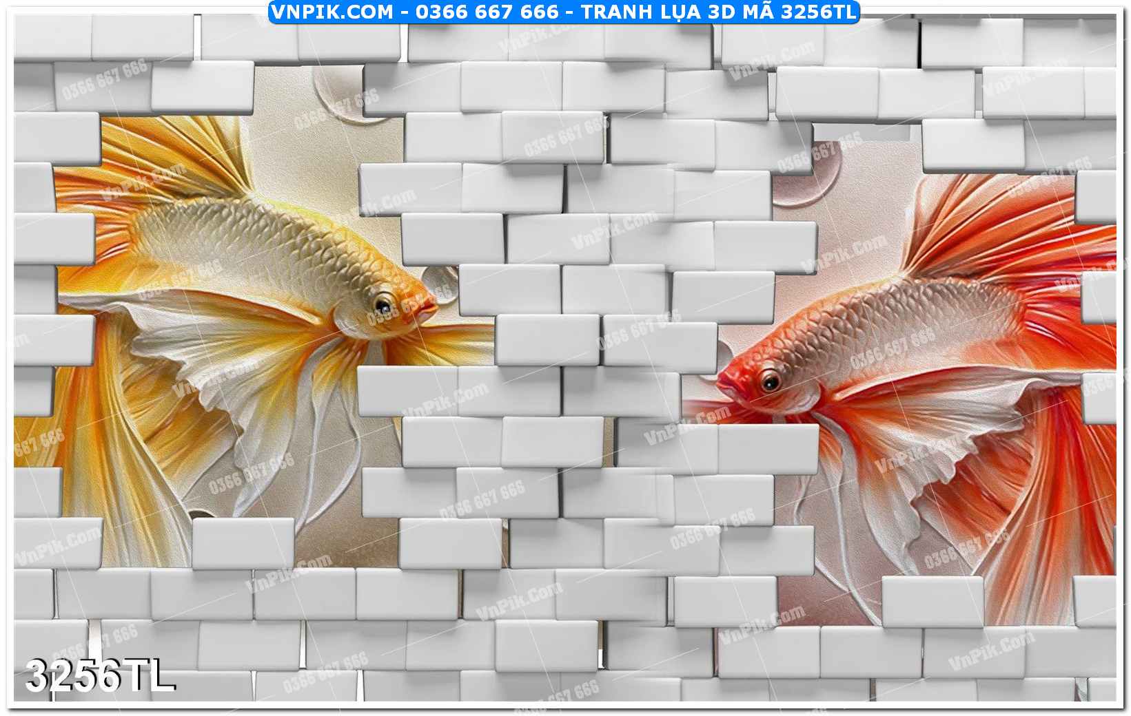 Tranh lụa 3D – Tranh trang trí dán tường 3256TL