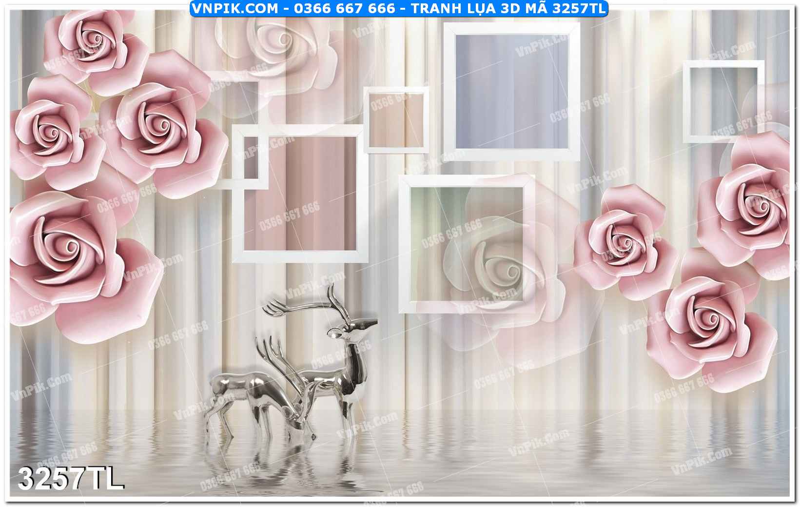 Tranh lụa 3D – Tranh trang trí dán tường 3257TL