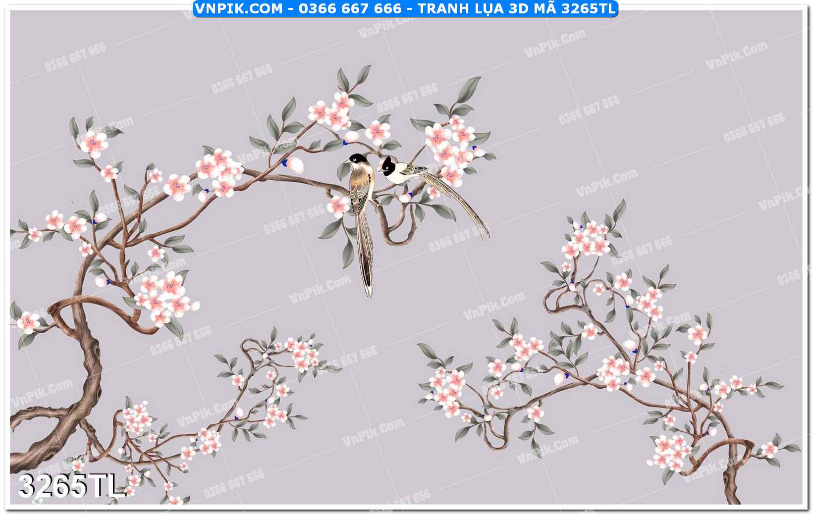 Tranh lụa 3D – Tranh trang trí dán tường 3265TL