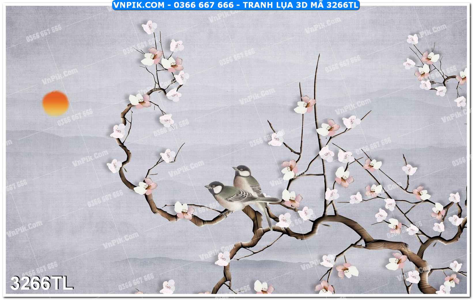 Tranh lụa 3D – Tranh trang trí dán tường 3266TL