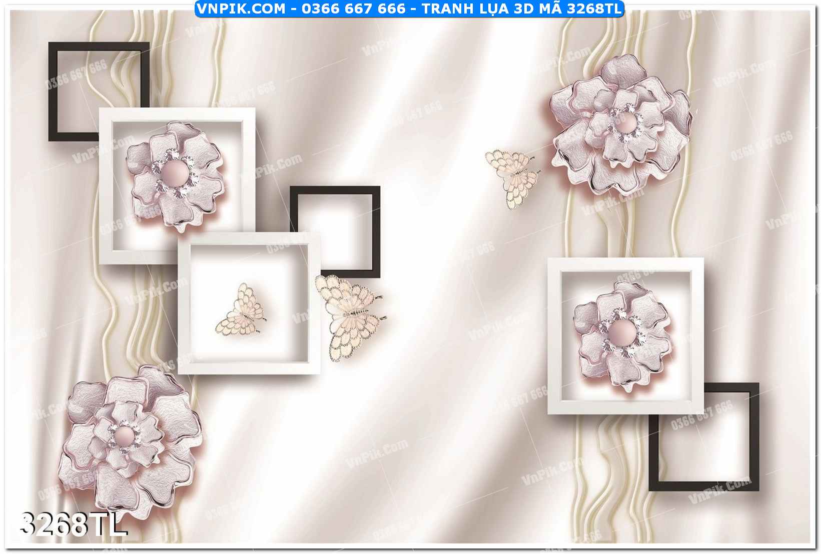 Tranh lụa 3D – Tranh trang trí dán tường 3268TL