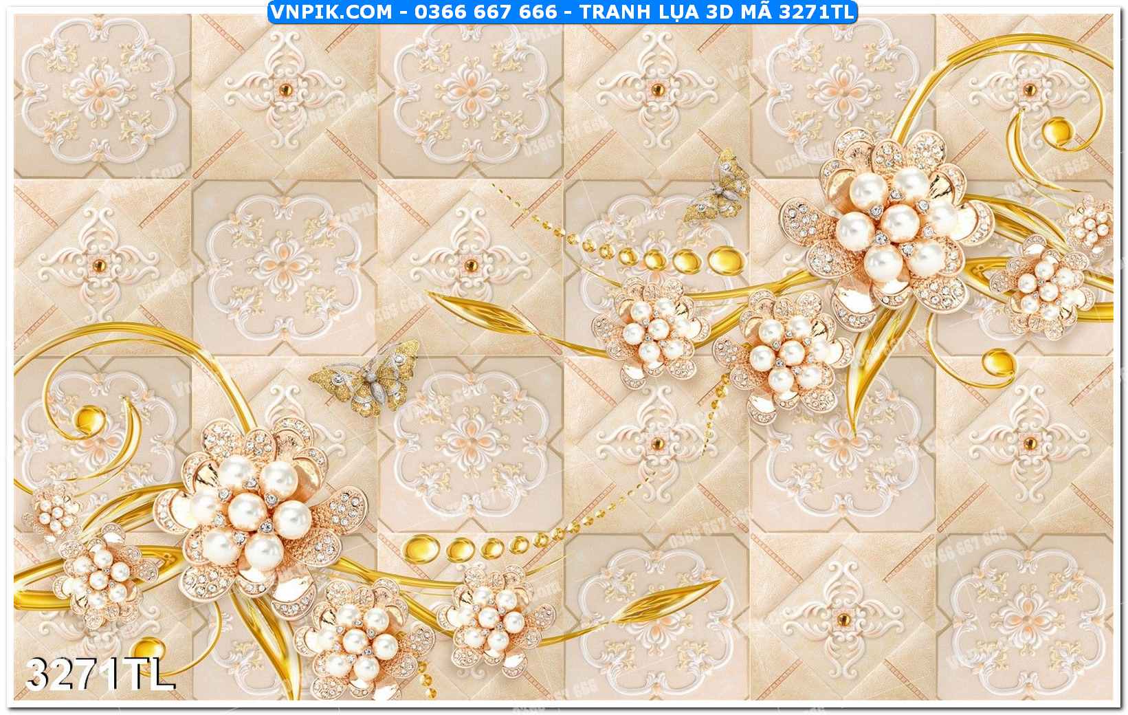 Tranh lụa 3D – Tranh trang trí dán tường 3271TL