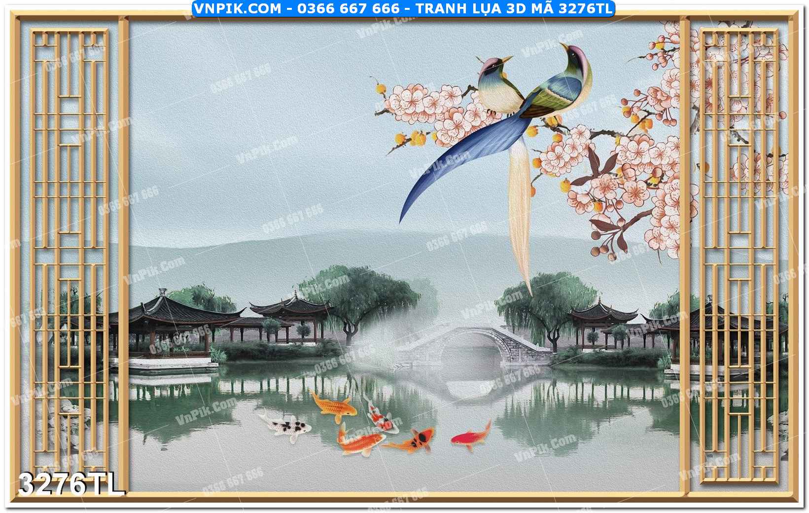 Tranh lụa 3D – Tranh trang trí dán tường 3276TL