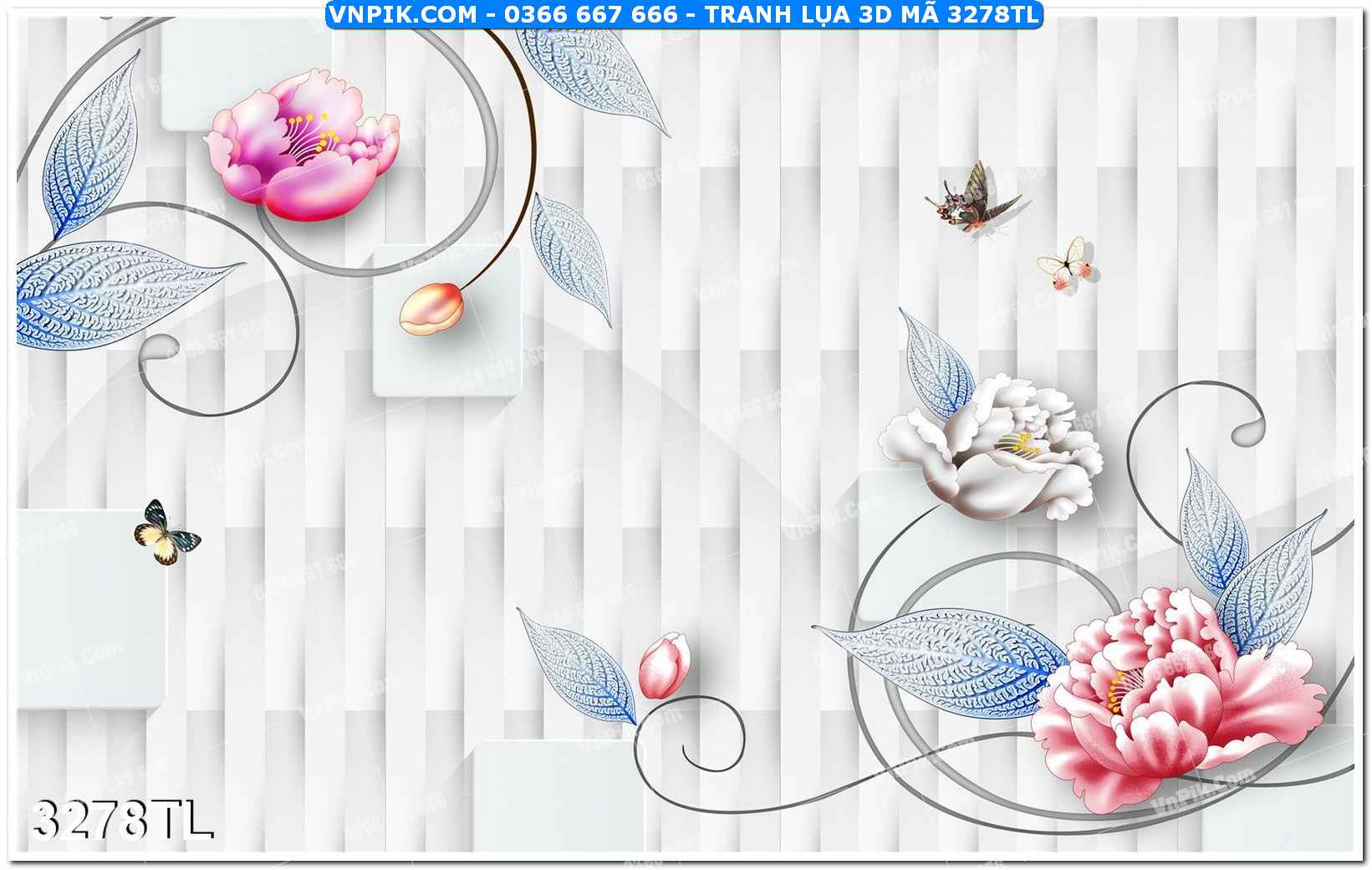 Tranh lụa 3D – Tranh trang trí dán tường 3278TL