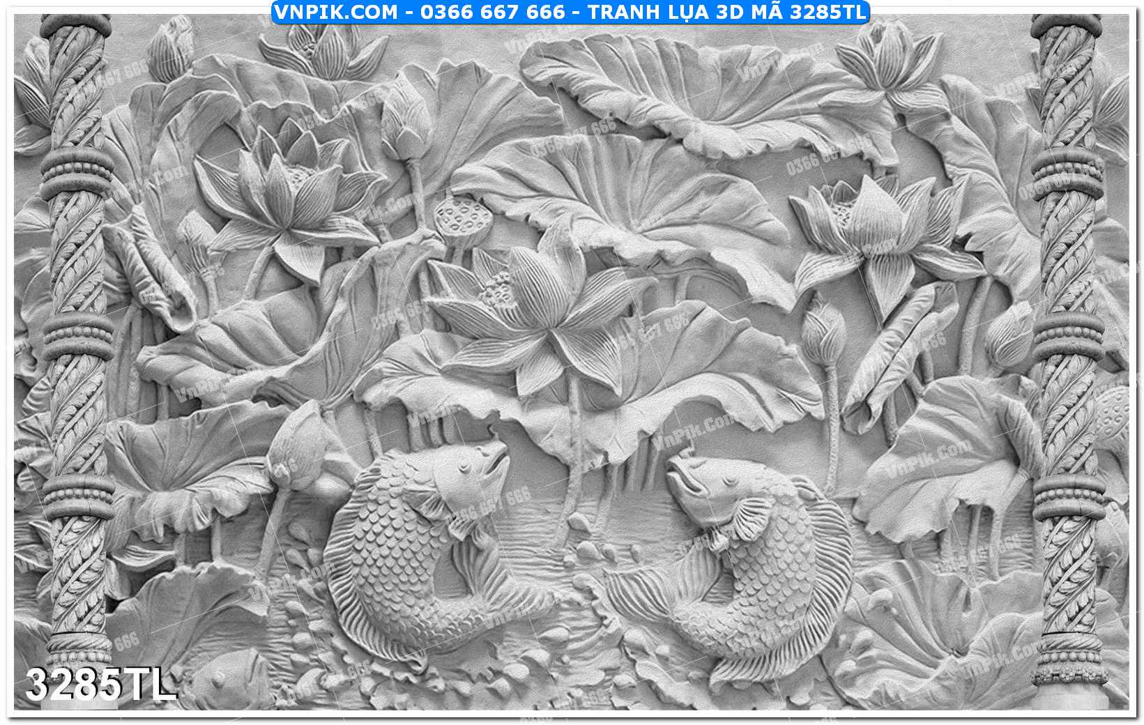 Tranh lụa 3D – Tranh trang trí dán tường 3285TL