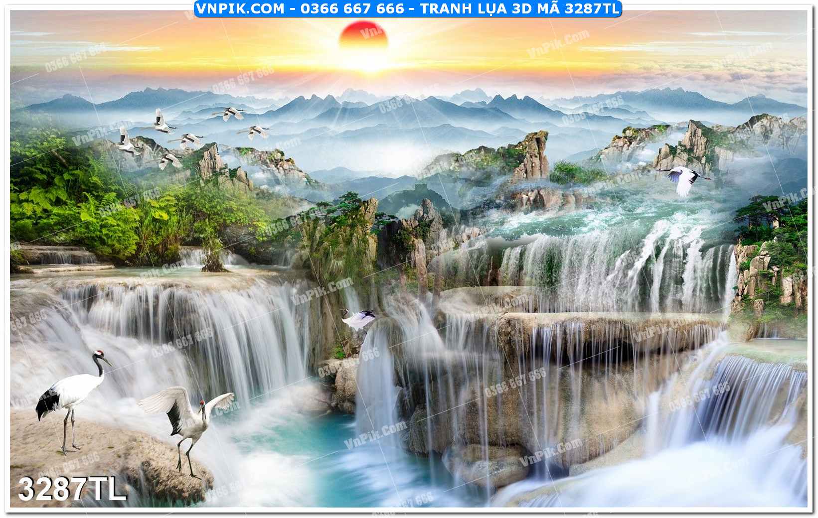 Tranh lụa 3D – Tranh trang trí dán tường 3287TL