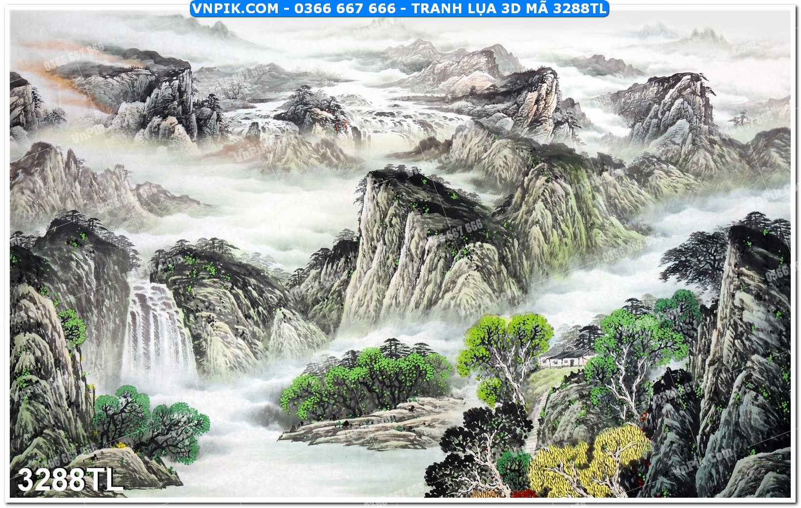 Tranh lụa 3D – Tranh trang trí dán tường 3288TL