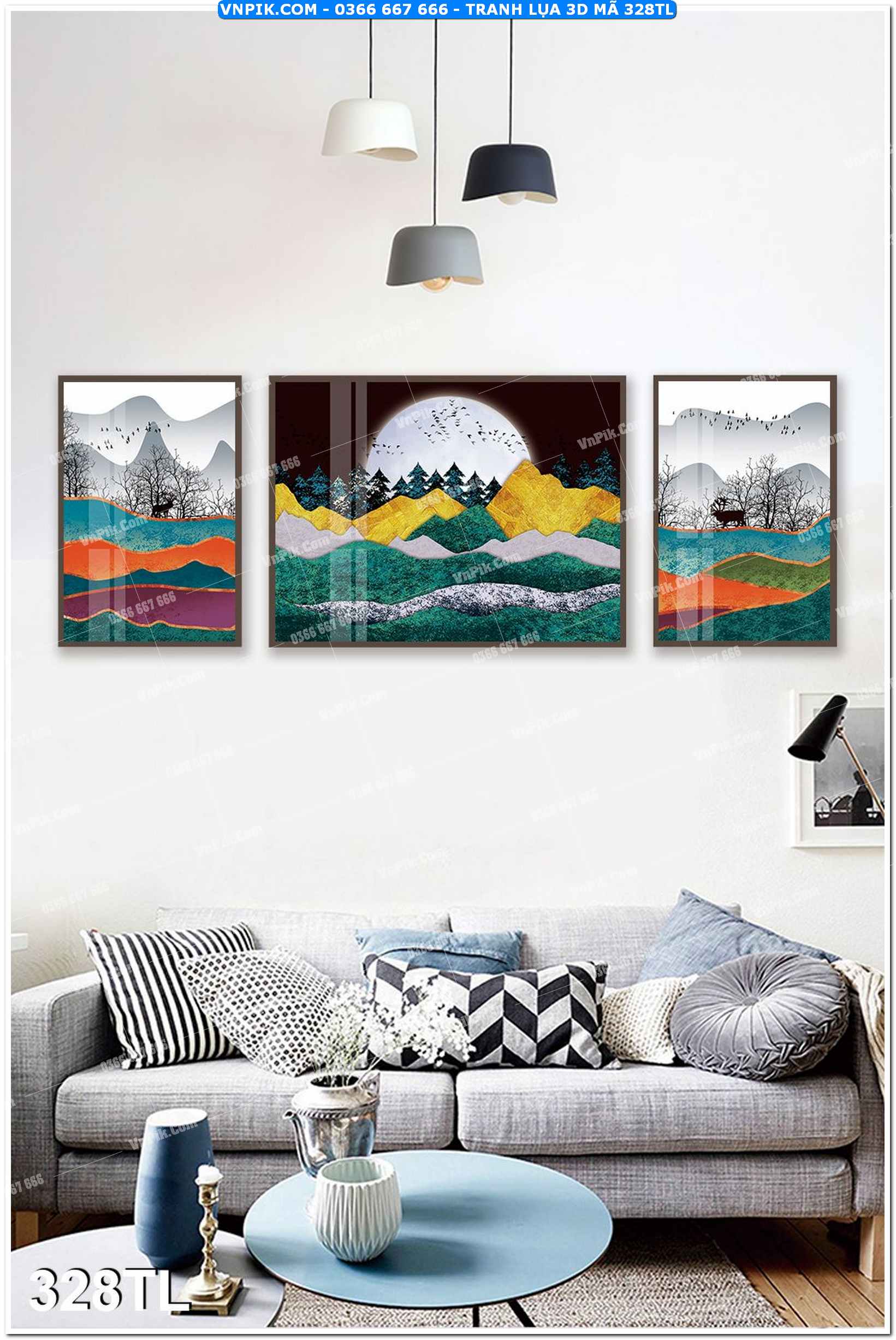 Tranh lụa 3D – Tranh trang trí dán tường 328TL