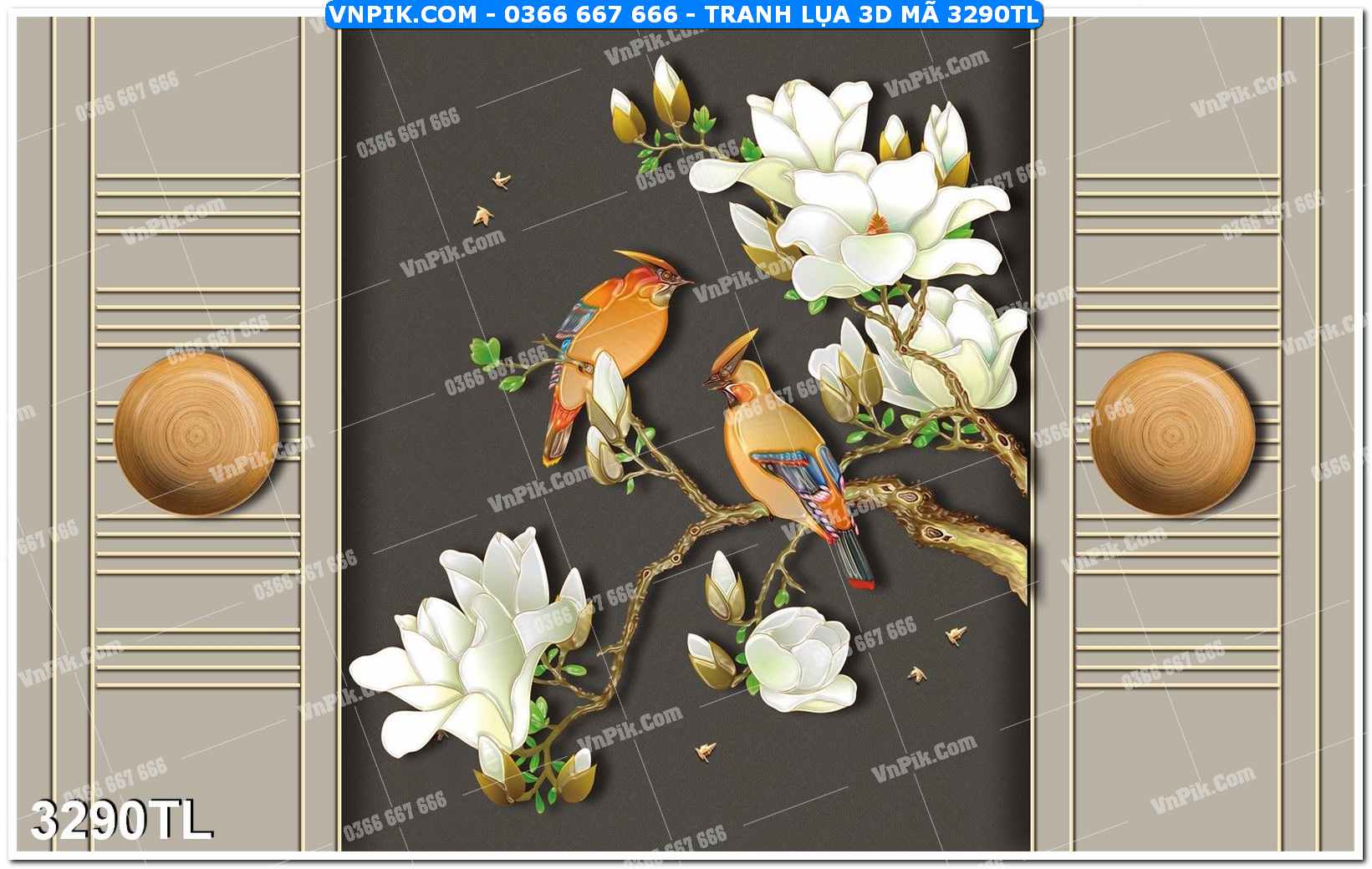 Tranh lụa 3D – Tranh trang trí dán tường 3290TL