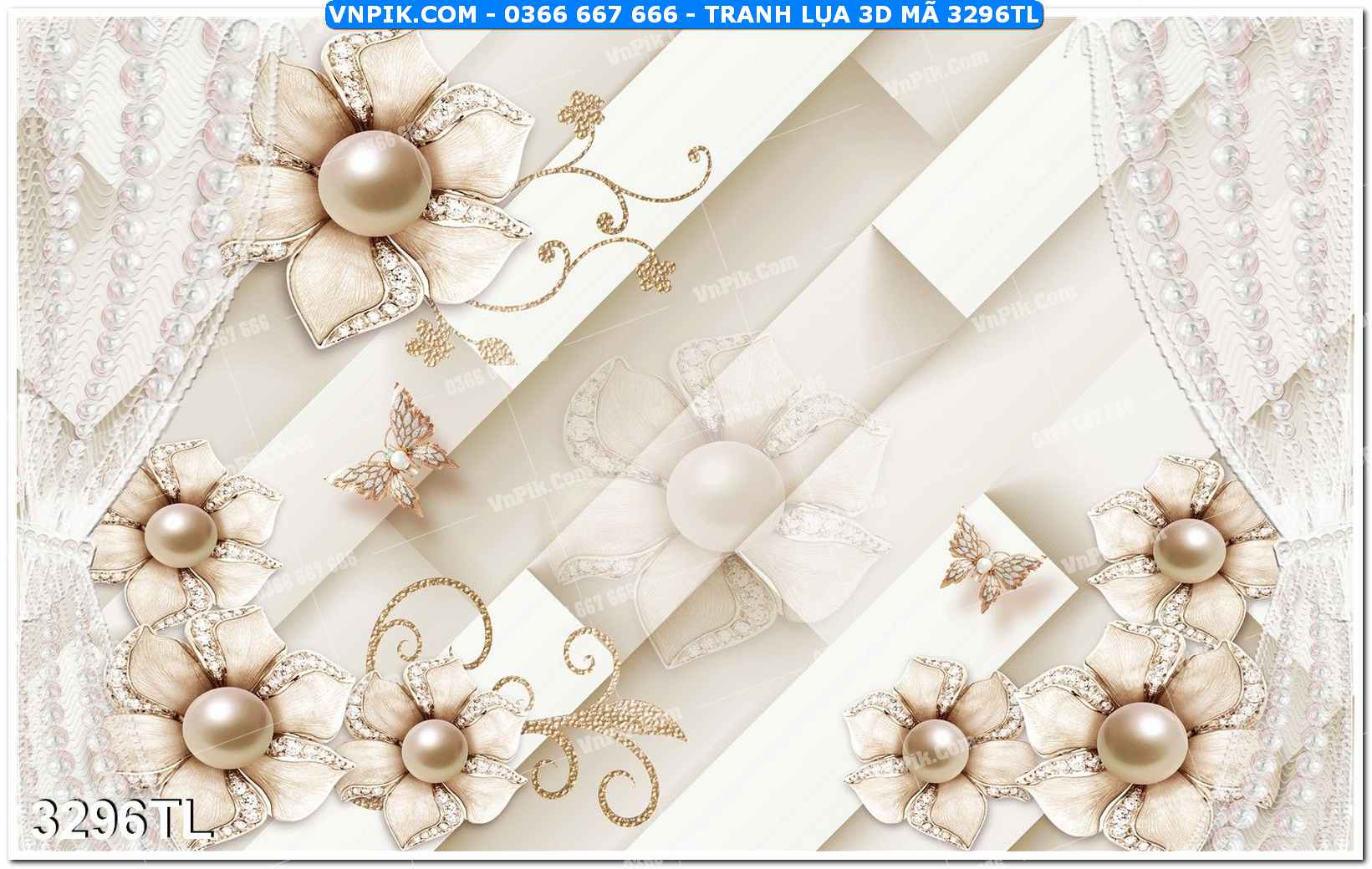 Tranh lụa 3D – Tranh trang trí dán tường 3296TL