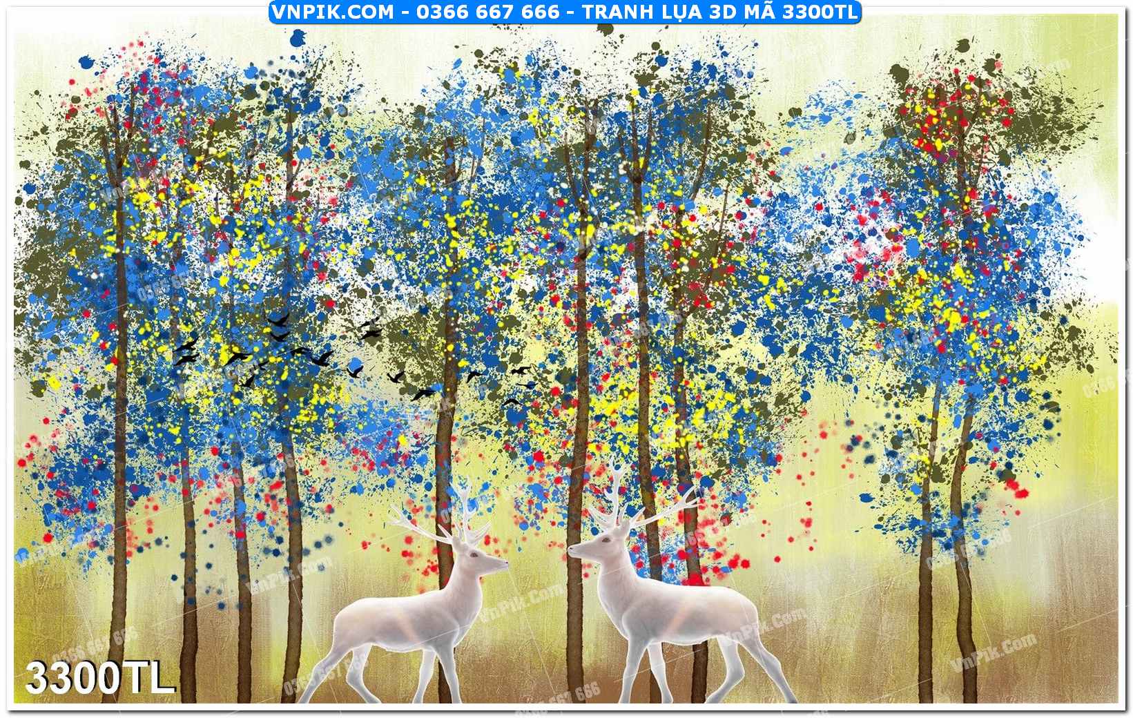 Tranh lụa 3D – Tranh trang trí dán tường 3300TL