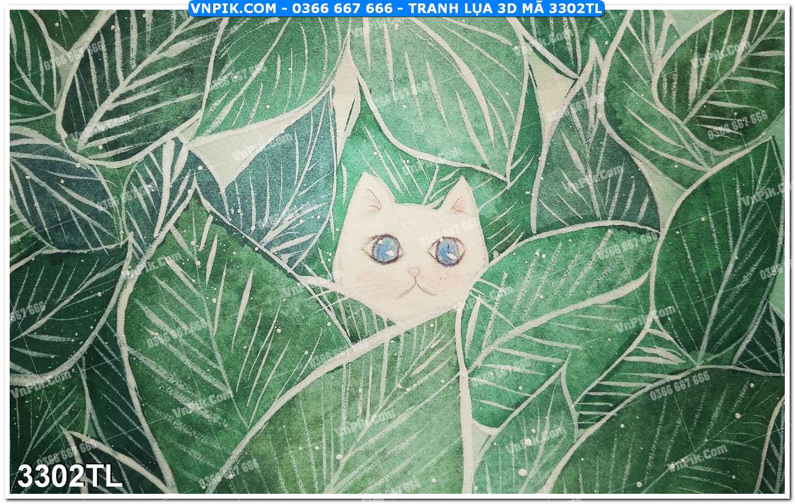 Tranh lụa 3D – Tranh trang trí dán tường 3302TL