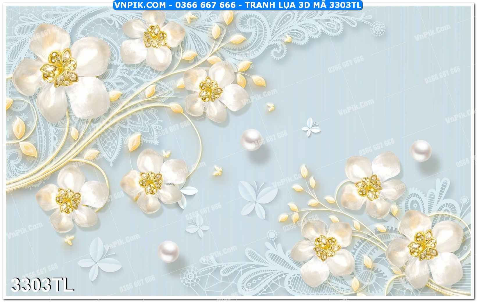 Tranh lụa 3D – Tranh trang trí dán tường 3303TL