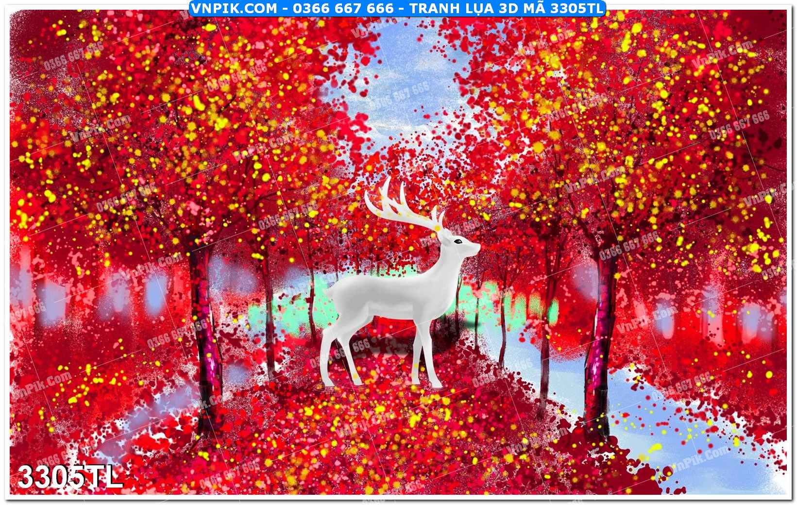 Tranh lụa 3D – Tranh trang trí dán tường 3305TL
