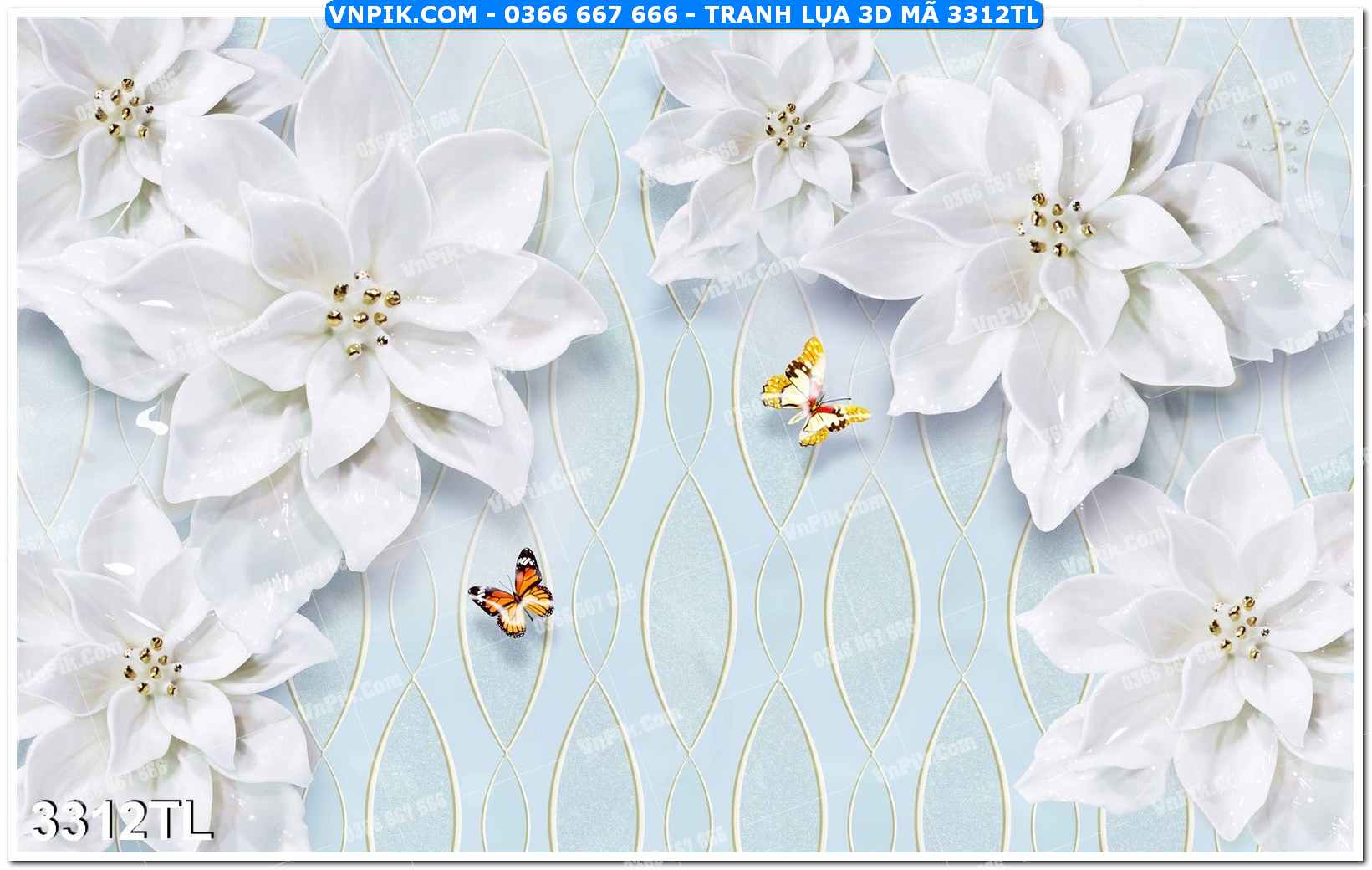 Tranh lụa 3D – Tranh trang trí dán tường 3312TL