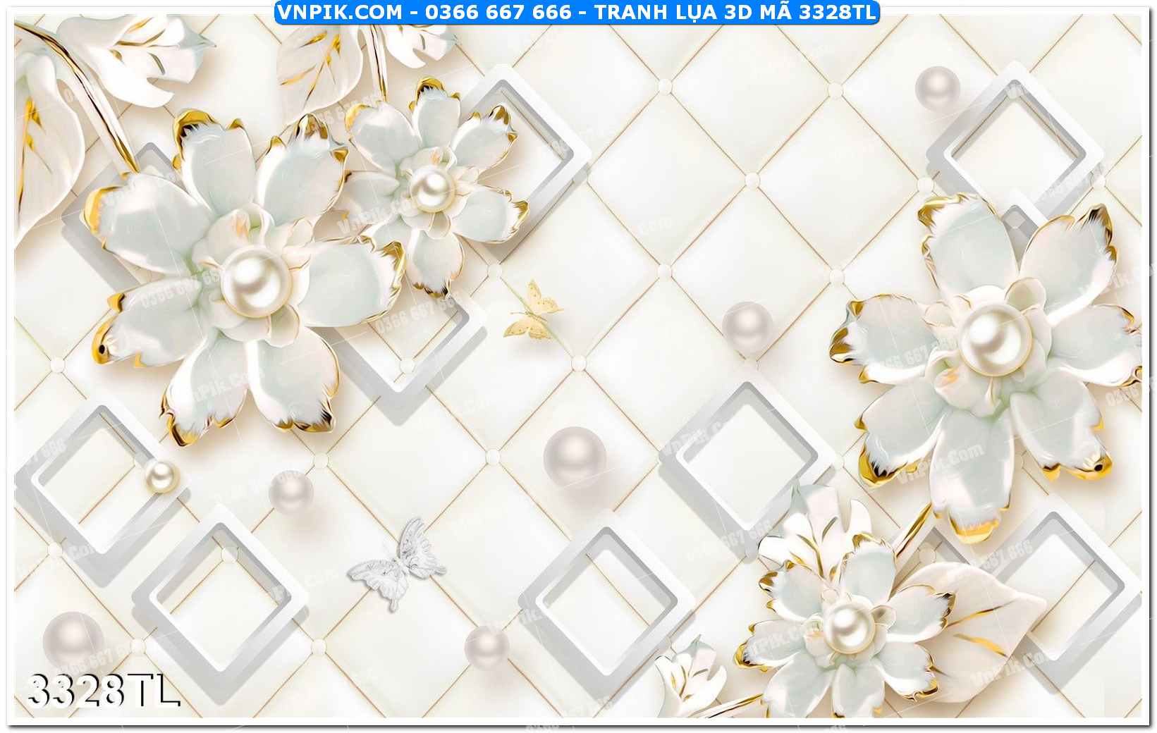 Tranh lụa 3D – Tranh trang trí dán tường 3328TL